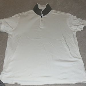 White mens Theory polo with accent collar